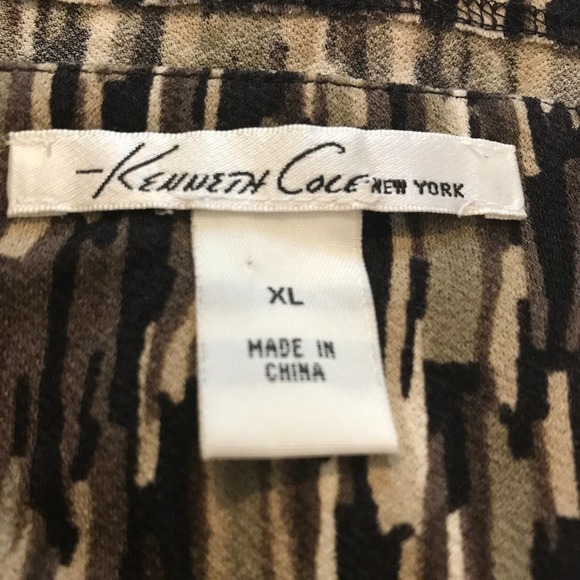 Kenneth Cole Tunic with Brown and Cream Abstract Print, Size XL - Picture 5 of 7